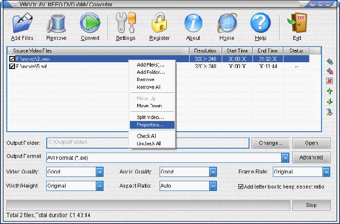 WMV to AVI MPEG DVD WMV Converter